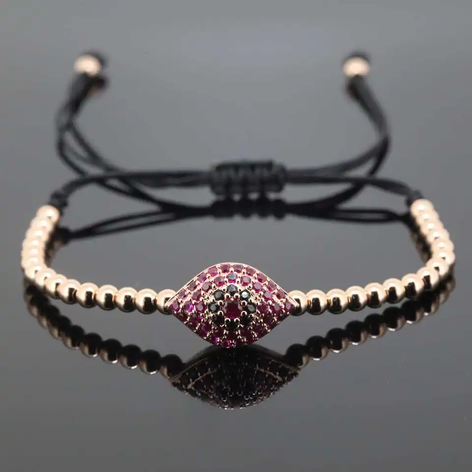 Anil Arjandas мужские браслеты ювелирные изделия 24 к роза 4 мм бисером микро проложить Черный CZ сглаза шарм макраме браслет Femme - Окраска металла: Style 17