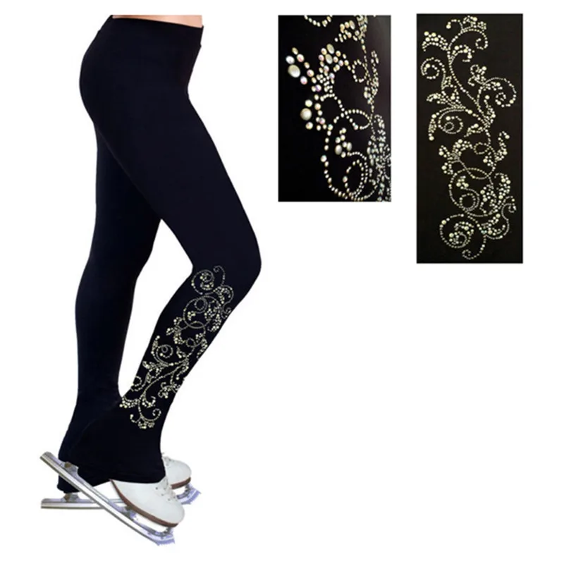 Высококачественные штаны для фигурного катания на заказ, женские штаны для катания на коньках Iceman с алмазным узором в виде сердца - Цвет: Style one