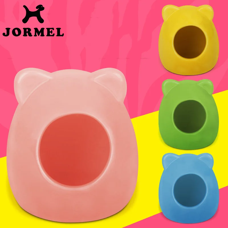 

JORMEL Cute Hamsters Ceramic Nest Hamsters Cave Pet House with Bear Pattern Design Suitable for Small Pet