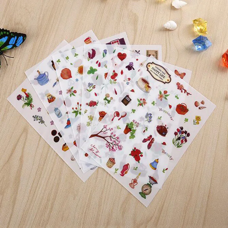 

6 Pcs / Pack Happy Life Diary Decorative Stickers Transparent Pet New Phone Stickers Diary Stickers Scrapbook-paper