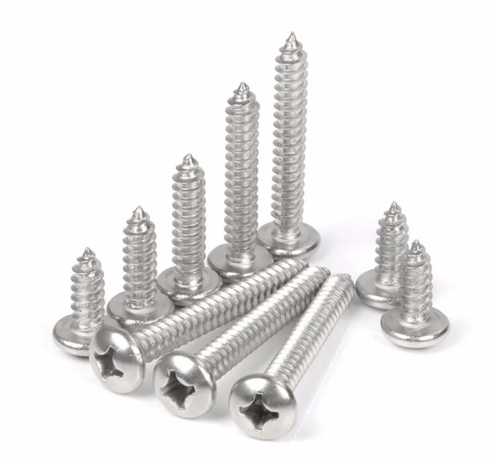100pcs Stainless Steel M3.5 Cross Recessed Pan Head Phillips Self