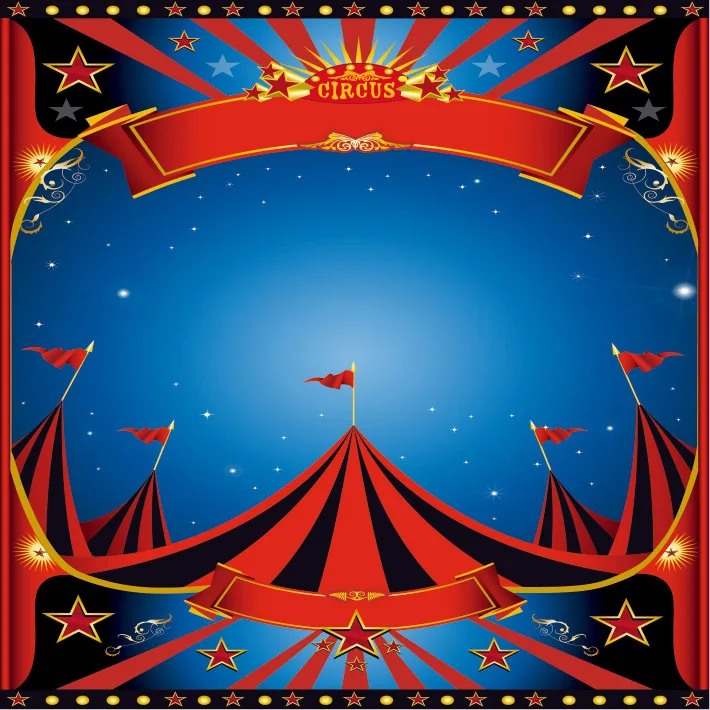 8 X8Ft Blue Sky Carnival Circus Red Tent Stage Flags Bambini Custom Photography Studio Sfondo Vinile 240Cm X 240Cm