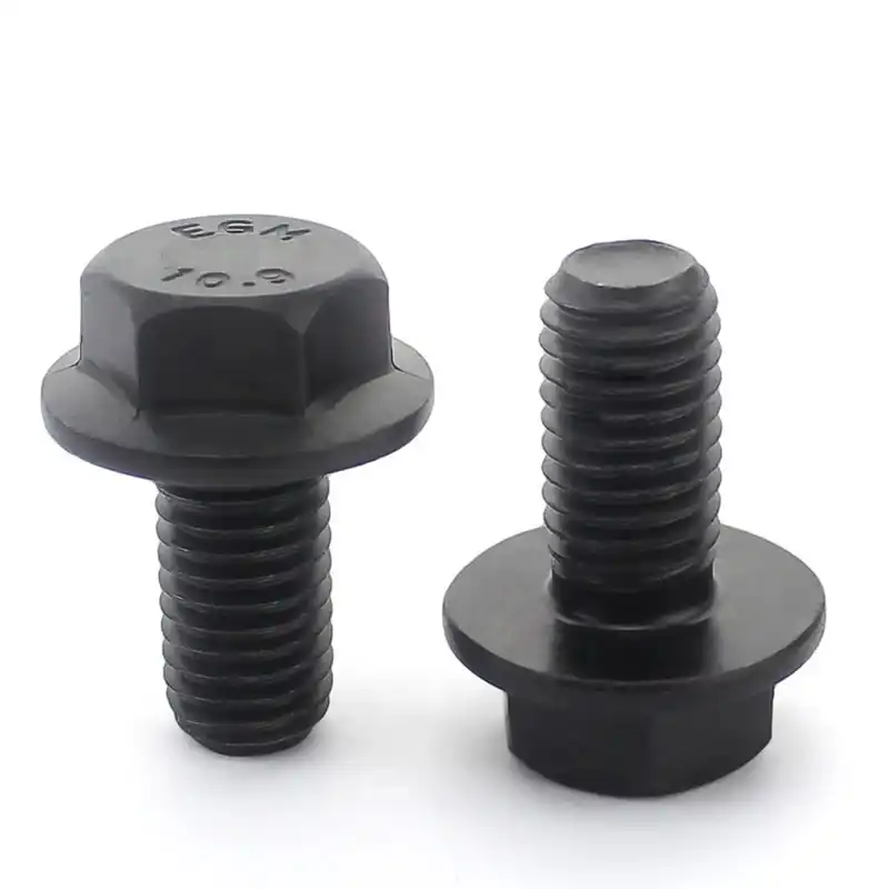 uxcell M6x17mm Hex Flange Bolts Left Hand Thread 8.8 Grade Carbon Steel Black 2pcs