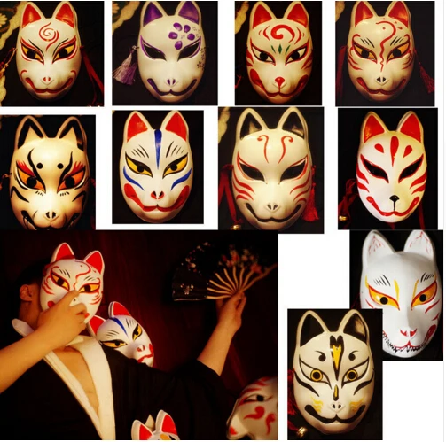 

HOT Cosplay Mask Full Face Hand Painted JAPAN Fox PVC Red Kitsune