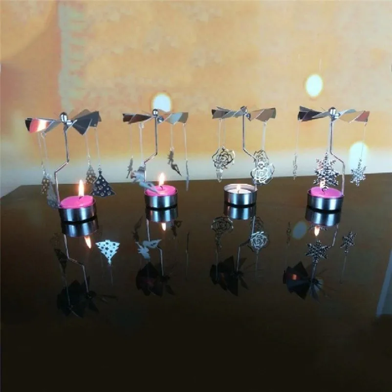 High Quality Hot Sale Hot Spinning Rotary Metal Carousel Tea Light Candle Holder Stand Light Xmas Gift Gift Home Decor 3N27 (10)