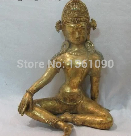 

xd 00651 Nepal Buddhism Sacred 100% Bronze 24K Gild tara Kwan-Yin Goddess Buddha Statue