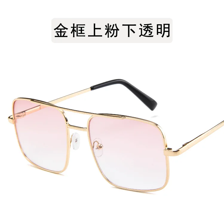 Большие квадратные солнцезащитные очки унисекс для женщин и мужчин трендовые продукты прозрачные женские солнцезащитные очки moda oculos de sol masculino - Цвет линз: pink-clear