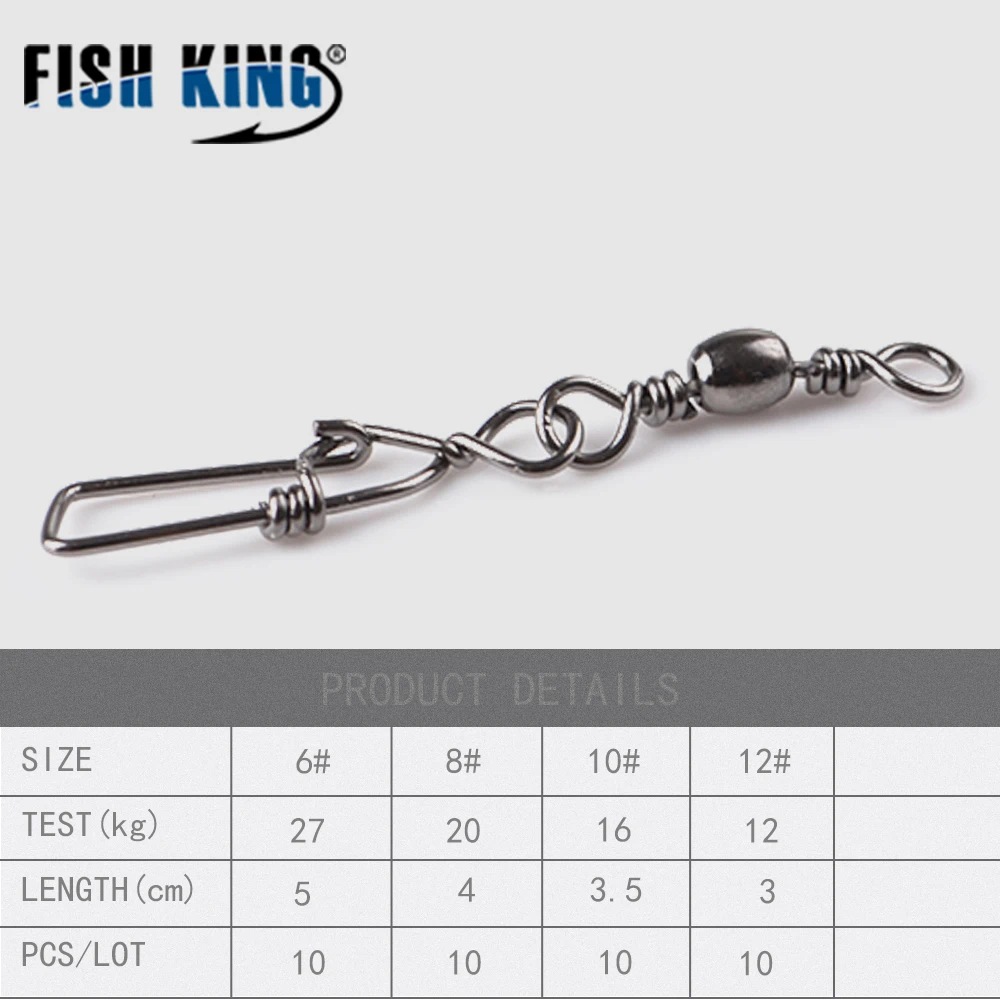 FISH KING 10 шт./упак. 6 #/8 #/10 #/12 # вертлюг с датской приманкой фоторазъем терминальная