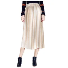 Длинная юбка, полиэстер, однотонный топ, Saia Faldas Mujer, стиль,,, большой размер, талия, плиссированная, Вельветовая юбка, одежда