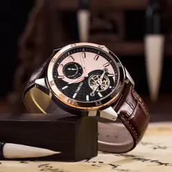Time100 Топ бренд мужской Скелет механические часы для Для мужчин Для женщин водонепроницаемый занятий узор солнце Moon Phase черный кожаный
