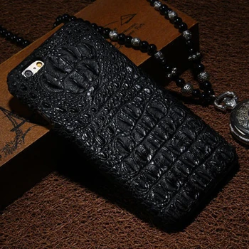 

Handcrafted Genuine Cow Leather Crocodile Neck Pattern Phone Protective Cases for iPhone 6 iPhone 6s 3D Hard Back Cover Cases