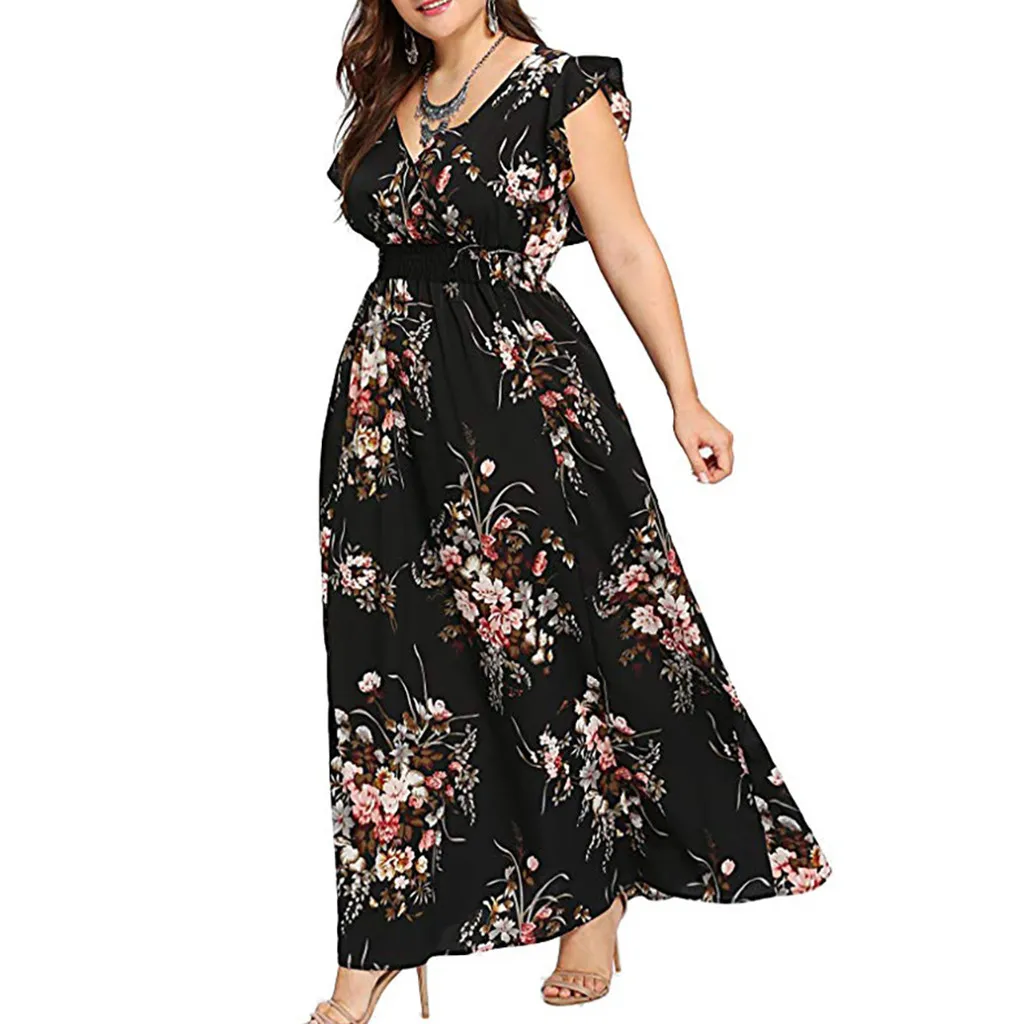 

Women Chiffon Plus Size Summer Long Dress Females Boho Floral Print Maxi Dress Ladies Off Shoulder Party Beach Dress платье женс