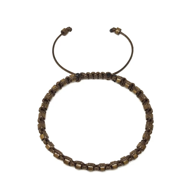

IRBACOO 2019 Fashion Men Bracelet Brown Tube Wooden beads Braiding Thread Macrame Bracelet For Men Jewelry Gift