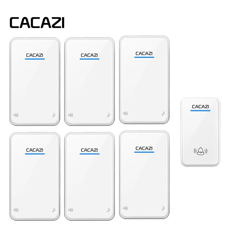 

CACAZI Waterproof Wireless LED Doorbell Battery Button Smart Household Call Wireless 300M Remote 48 Rings 6 Volume Receiver