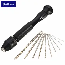 Drillpro 1 шт. алюминиевая ручная дрель с быстрозажимным патроном+ 10 шт. твист сверло деревообрабатывающий набор инструментов Сверление дерева высокое качество