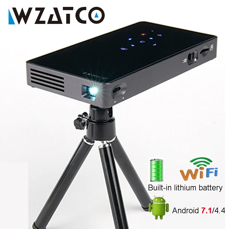 WZATCO CT50S Мини Портативный Умный домашний кинотеатр Карманный Android 7.1.2 OS Wifi мини HD светодиодный проектор для Full HD1080P MAX 4K HDMI