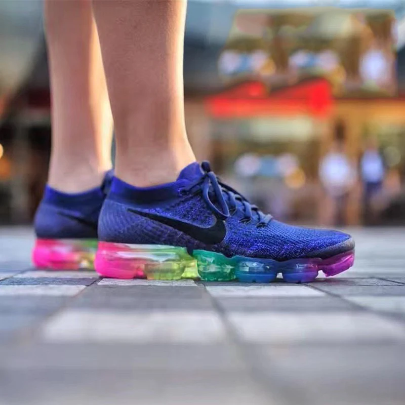 

Original Nike Air VaporMax Be True Flyknit Breathable Men's Running Shoes Sports 2018 New Arrival Sneakers Outdoor Rainbow