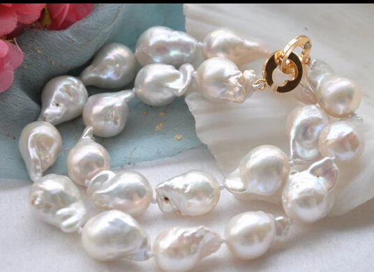 

HOT 003525 Lustre 17" WHITE DRIP BAROQUE KESHI REBORN PEARL NECKLACE