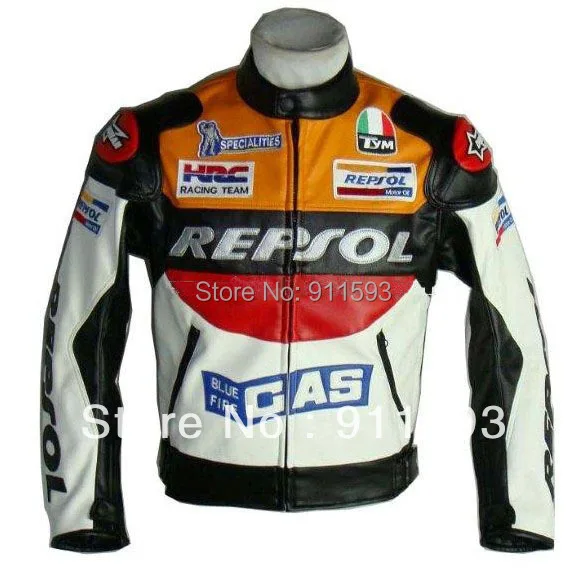 Moto GP motorcycle REPSOL Racing Leather Jacket size XL 2XL 3XL orange BLUE have other size