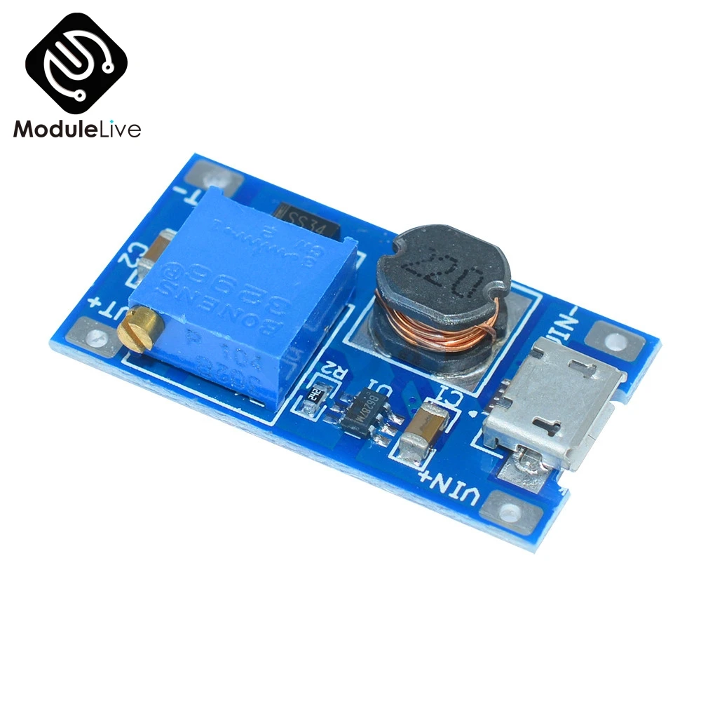 1 шт. для замены XL6009 2A макс. DC-DC Повышающий Модуль питания MT3608 Micro USB 2-24 В до 28 в Регулируемый усилитель для Arduino