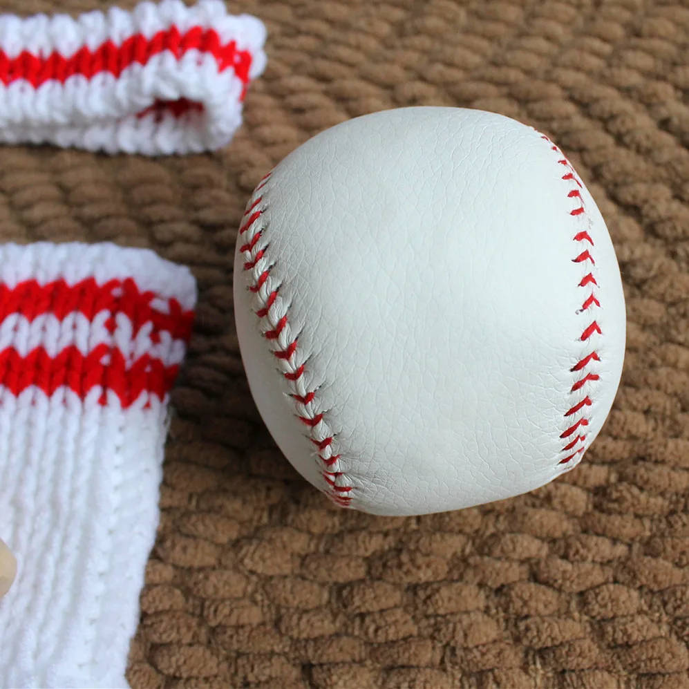 Baby Boy Photography Props Accessories Baby Headband+Baseball+Sleeves+Wood Stick Set Baby Shooting Baseball Photo Prop Accessory