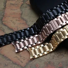 2016 Nouveau Mode de Remplacement En Acier Inoxydable Solide-Liens Bande De Montre Bracelet Curved End 18 19 20 21 22mm Bracelet sangle