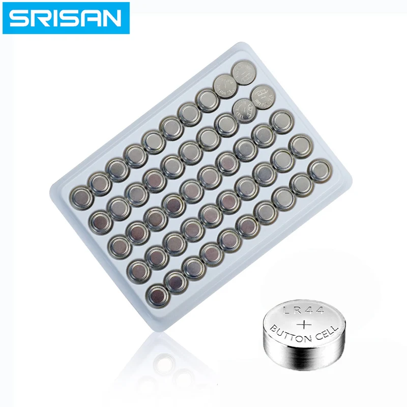 

SRISAN 50Pcs LR44 357A A76 303 AG13 SR44SW SP76 L1154 RW82 RW42 1.5V Battery LR44 Alkaline Button Cell watch toys Batteries