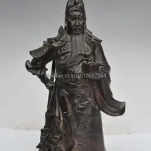 1" Китайский Народный Бронзовый дракон guangong guanyu бог Воин Генералов Нож статуя