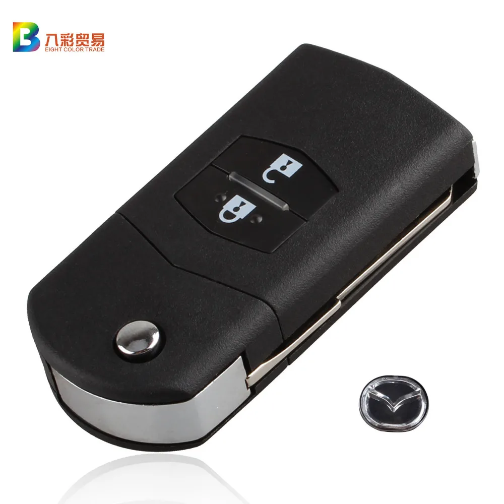 

2Buttons Folding Flip Remote Key Fob Shell Case For Mazda 3 5 6 Uncut Blade with logo