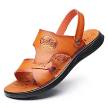 Летние пляжные мужская обувь, сандали однотонная повседневная обувь на нескользящей подошве двойного назначения сандалии мужские из искусственной кожи с ремешками на лодыжках Мужские тапочки calzado hombre