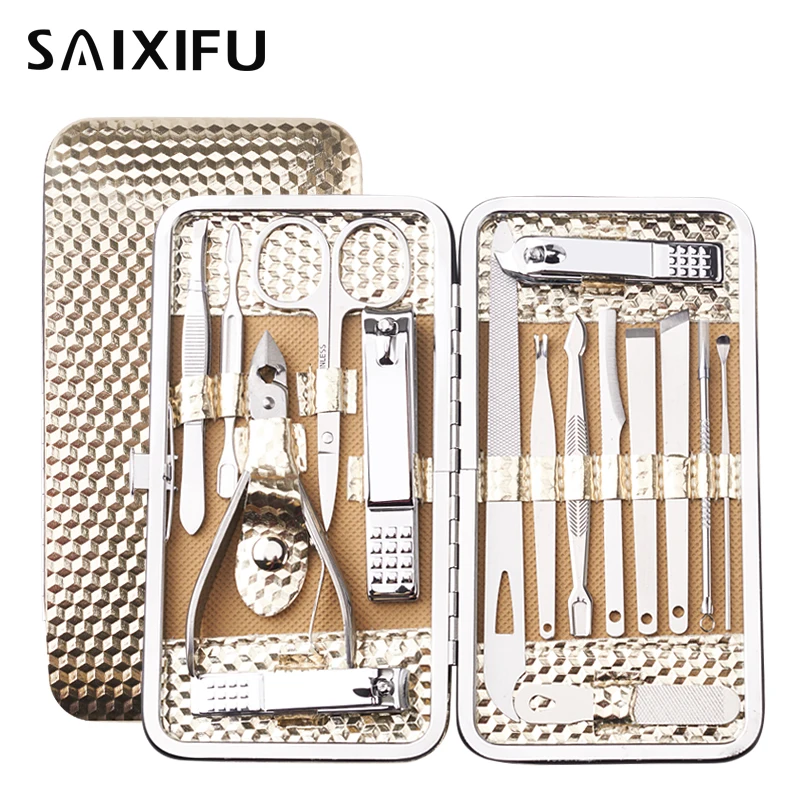 

16 in 1 Nail Clipper Kit Professional Nail Care Set Pedicure Scissor Tweezer Ear Pick Manicure Trimmer Set beauty tools.BT66