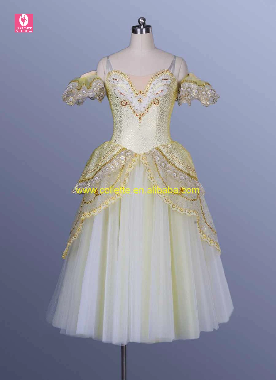 New !!!!BLY1071!!! Girl's Yellow lycra ballet leotard giselle long dressin Ballet from Novelty