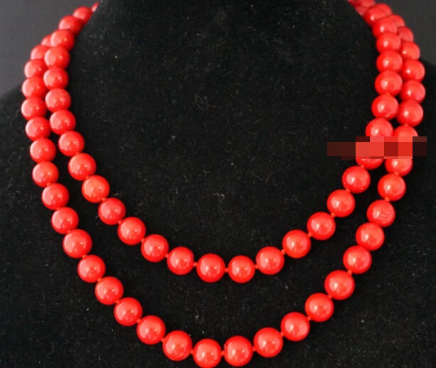 

1067 natural red coral pearl necklace