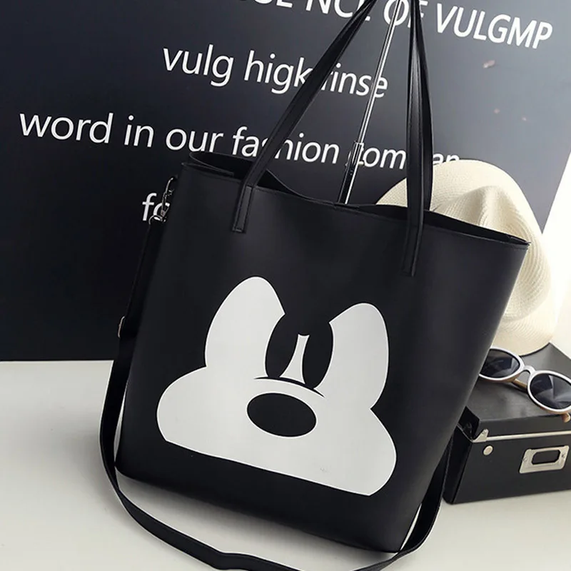 Рюкзак disney Angry Mickey mouse высокого качества женские рюкзаки женская сумка через плечо большая Повседневная сумка сумки - Цвет: Black