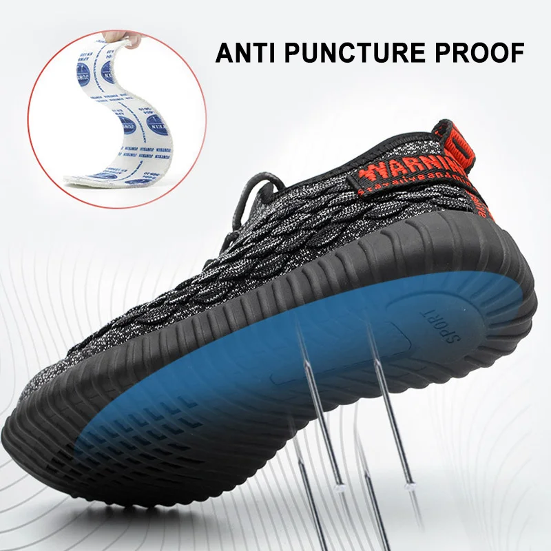 ضوء العمل أحذية السلامة الانزلاق على الرجال الأحذية الصلب اصبع القدم مكافحة ثقب أحذية أمان الرجال رياضية الراحة الذكور أحذية الكبار الأحذية