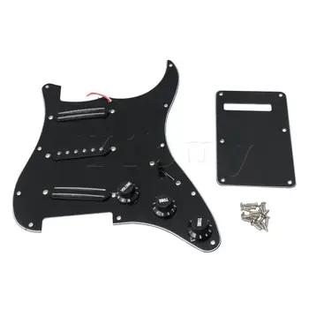 

Yibuy SSS Guitar Pickup Loaded Prewired Pickguard Knobs with Back Cover Set