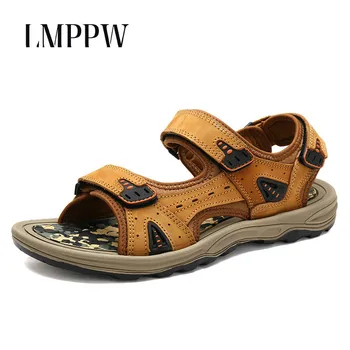

Sandals Men 2020 Summer Beach Shoes Genuine Leather Sandals Non-skid Casual Sandals Fashion Brand Outdoor Men Sandals Slippers