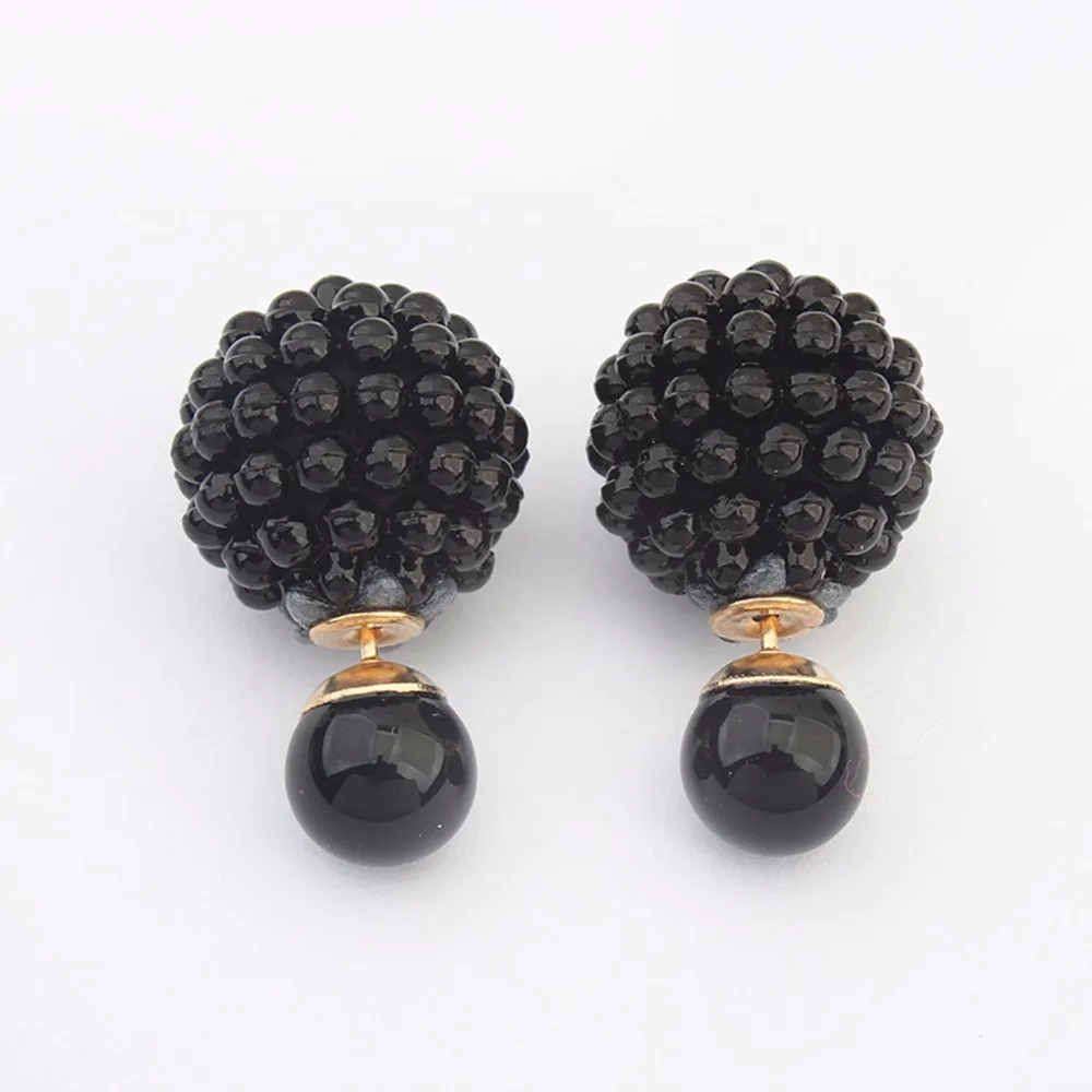 

New Originality Double Side Imitation Pearl Beads Fashion Earring Trendy Round Shaped Cute Charm Pearl For Women