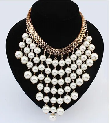 

Fashion Beads Gold Chocker Collar Necklace For Women New Wedding Accessories Simulated Pearl Necklaces Statement Jewelry