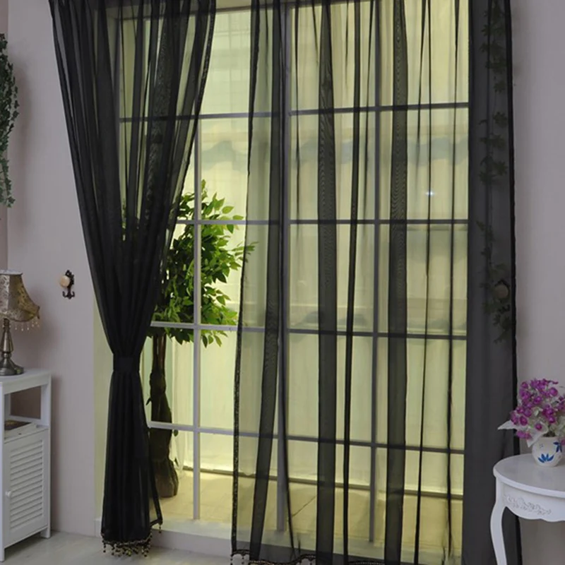 2 шт., цветные прозрачные оконные панельные шторы из вуали, Тюлевая занавеска для гостиной, спальни, цветная прозрачная занавеска, 200 см x 100 см
