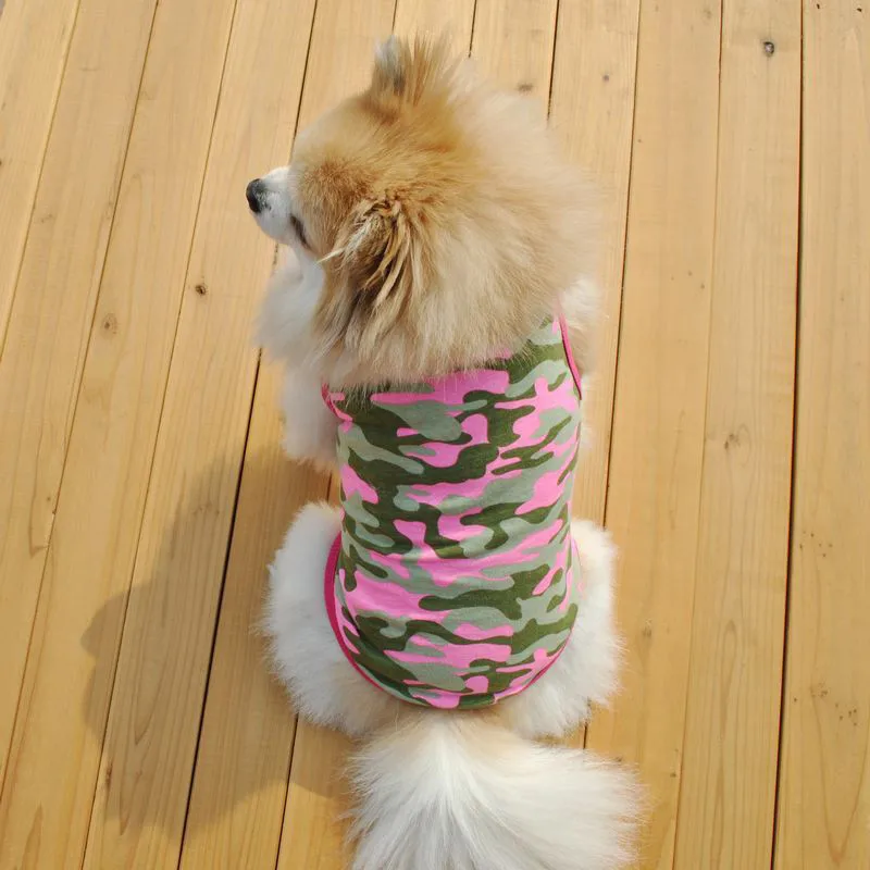 Одежда для маленьких собак Одежда для кошек Камуфляжный жилет футболка Летняя одежда для щенков XS-L