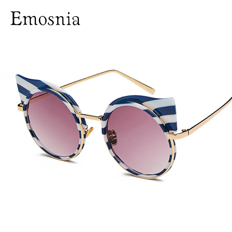 Rond Lunettes De Soleil Femme Oeil de chat de luxe nouveau Rond Lunettes De Soleil Femme Oeil de chat de luxe nouveau