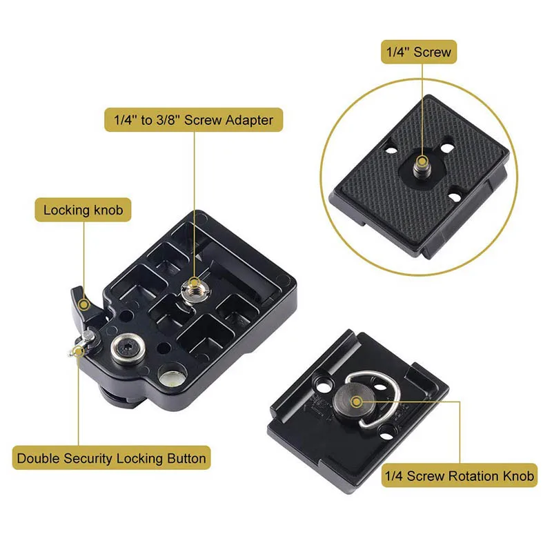 

Quick Release Adapter Camera QR Clamp Kit for Manfrotto Tripod 200PL-14 DSLR 323 SGA998