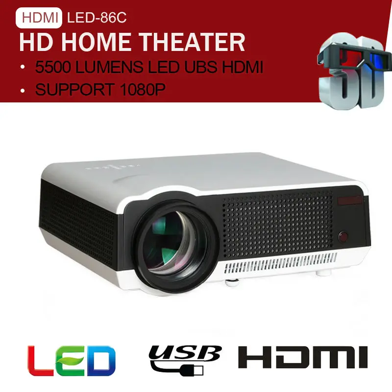 

5500Lumens Full HD Projector LED 3D WIFI projector support 1080p Multimedia Meeting Home Theater Business LED-86 proyector
