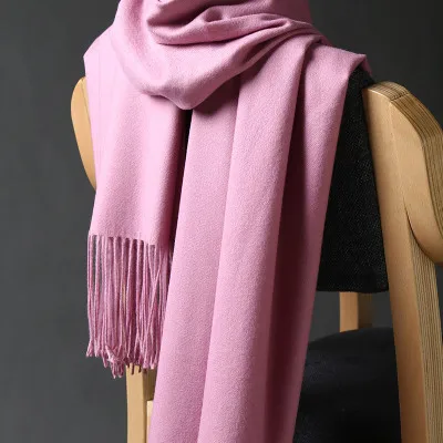 DANKEYISI роскошный зимний шарф, женские плотные теплые шарфы, шерстяной кашемировый шарф, Мужская накидка, Пашмина, кисточки, однотонный шарф, хиджаб - Цвет: deep pink