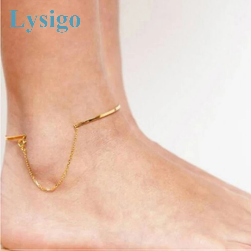 

Lysigo Vintage Anklet S925 Sterling Silver Gold Women's Anklet Bracelet Summer Sexy Ins Chic C Letter Charms Ankle Foot Jewelry