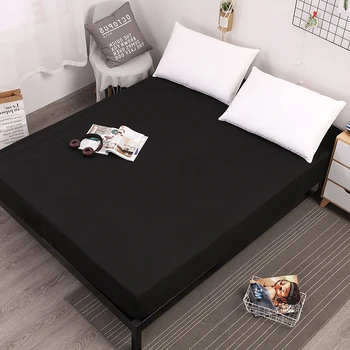 

Solid Fitted Sheet With Elastic Band White Waterproof Bed Sheet Mattress Covers Bedsheet Queen Size Bed Sheets Set Hot Bed Linen