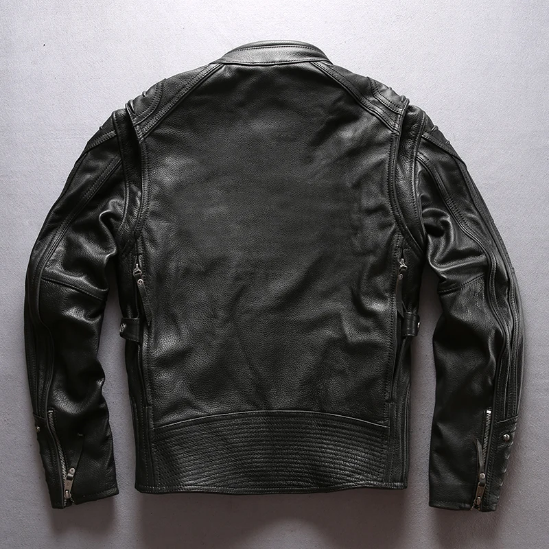 Hot Product HA-101 european big size high quality super genuine cow leather motor rider jacket mens big size cowhide leather jacket