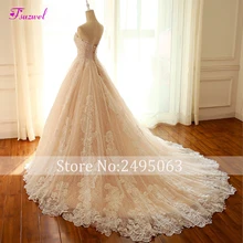 Fsuzwel Новое поступление романтическое свадебное платье трапециевидной формы без бретелек со шнуровкой изящное кружевное свадебное платье с аппликацией Vestido de Noiva