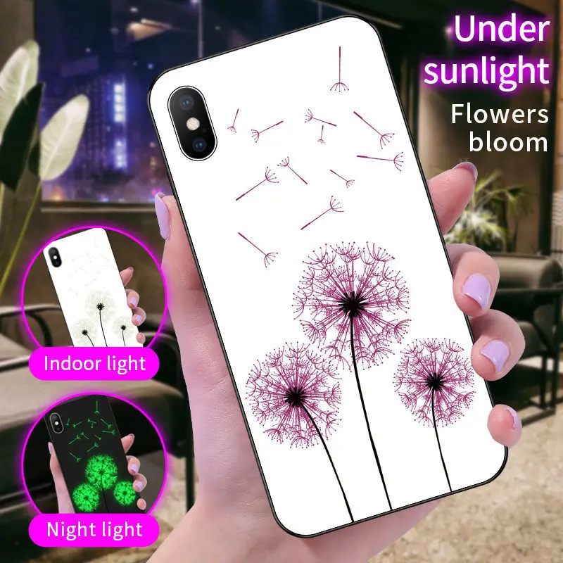 

Luminous Tempered Glass Case For OPPO Realme X Case Flower Bloom Back Cover For OPPO K3 Realme X Case Cover Shell Phone Bag